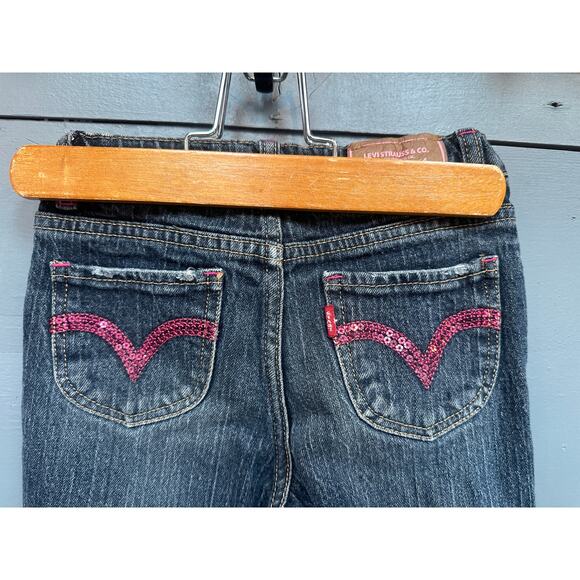 Levis Girls Denim Jeans Pink Sequence Detail 6X - Picture 4 of 7
